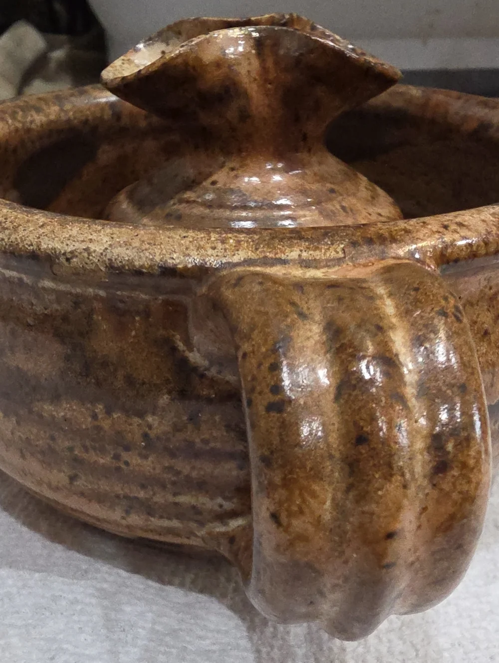 Handmade Brown Studio Pottery - Rustic Home Accent Signature On Bottom